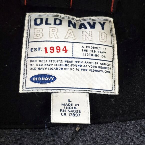 Old Navy 1994 Wool Blend Peacoat Mens L Black Dress Coat Pockets Quilted Lined - Picture 9 of 11